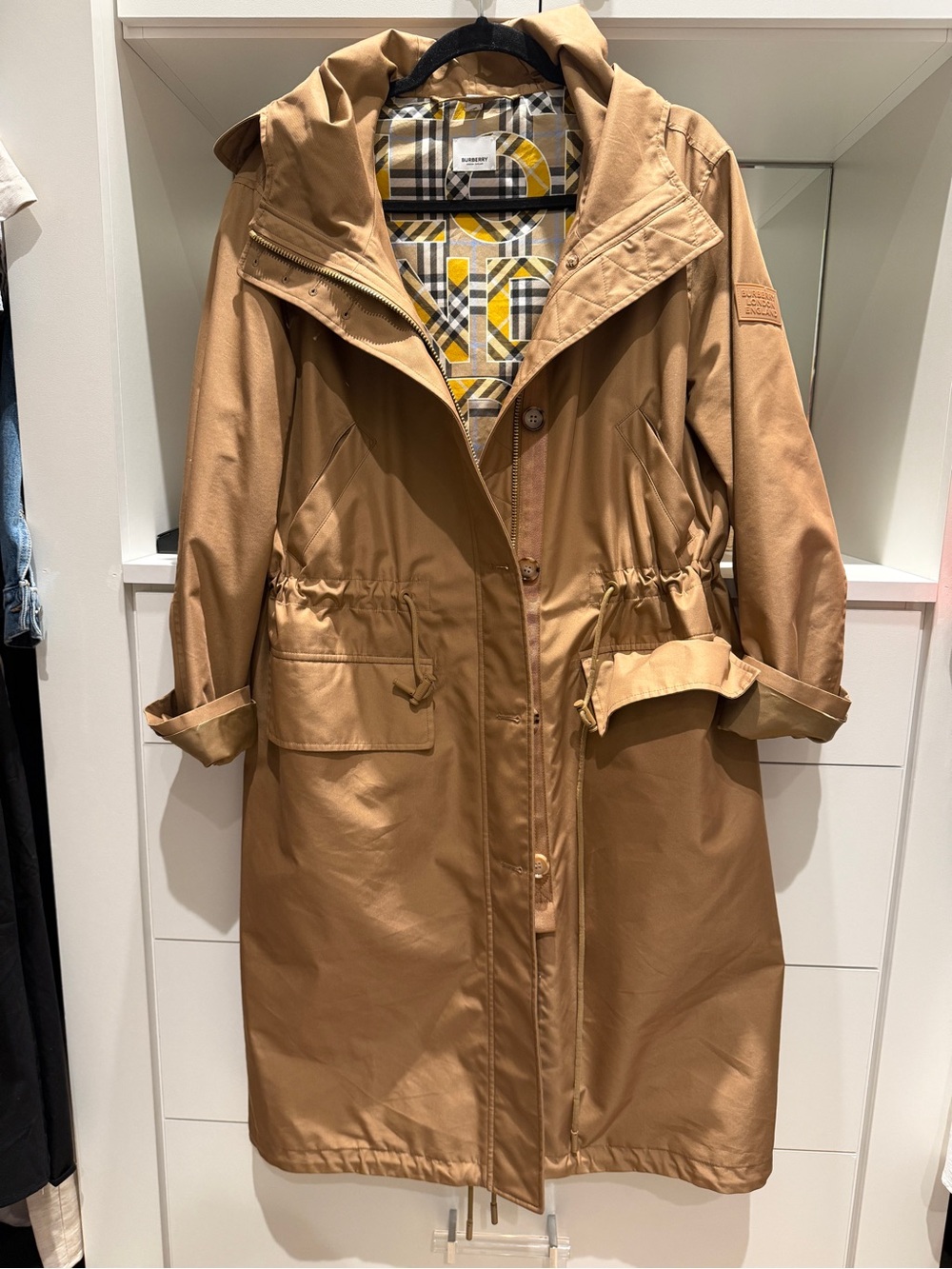 Burberry Women's Tan Parka Coat with Hood